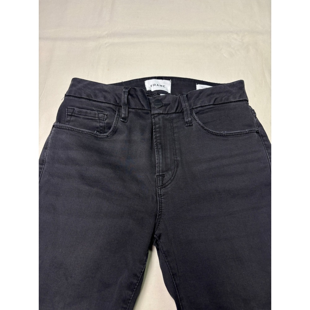 FRAME Le Crop Mini Boot Jeans Kerry Black Grey Raw Hem  Womens Size 27X27‎ - Picture 2 of 15